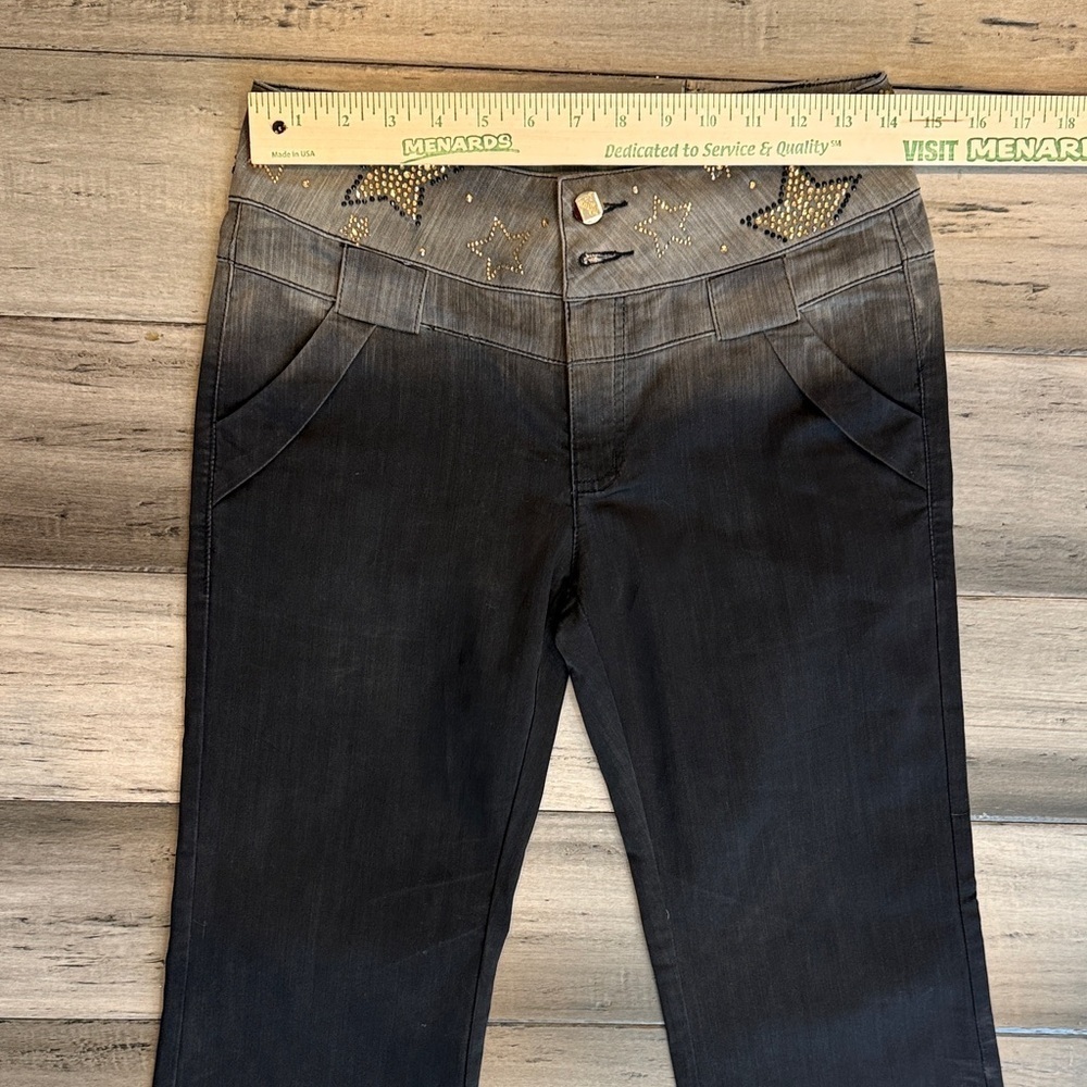 Black Flared Jeans with Star Accents - Picture 4 of 8